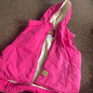 Schmidt womens pink vest. Canvas outside and fleece lining. Size XL (18-20)